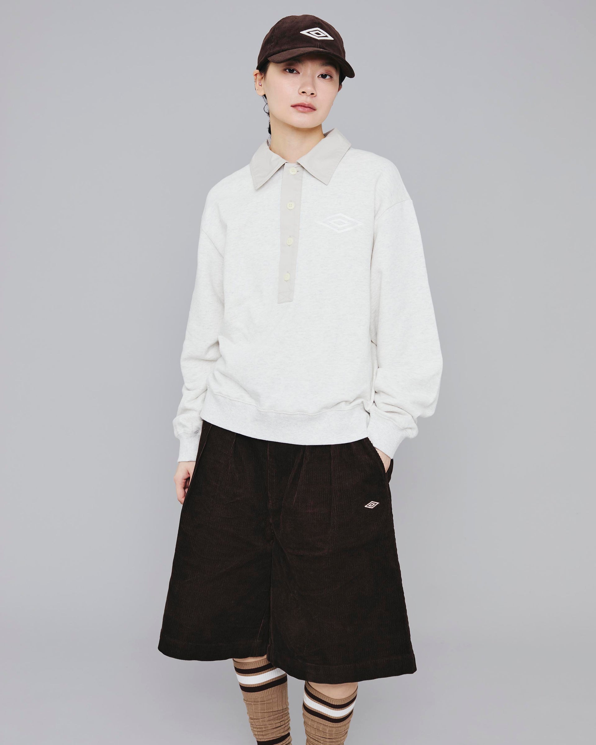 Shirt collar sweat top